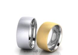 Breite-Eheringe Ring 1 Gelbgold-Ring 2 Platin-Kratzmatt Innen Silber